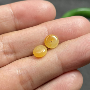 在售【珠玉珍藏】新疆和田玉籽料黄沁隔片隔珠平安一对配饰尺寸6