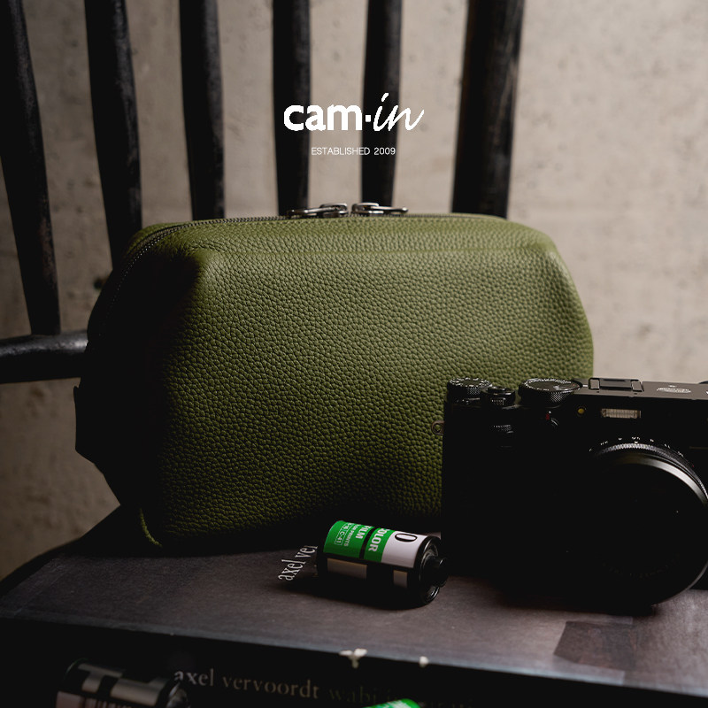 cam-in手工真皮单反数码相机手拿包  微单相机镜头便携摄影收纳包