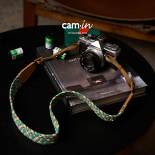 cam-in经典编织复古单反相机背带微单摄影肩带纯棉适用于富士索尼