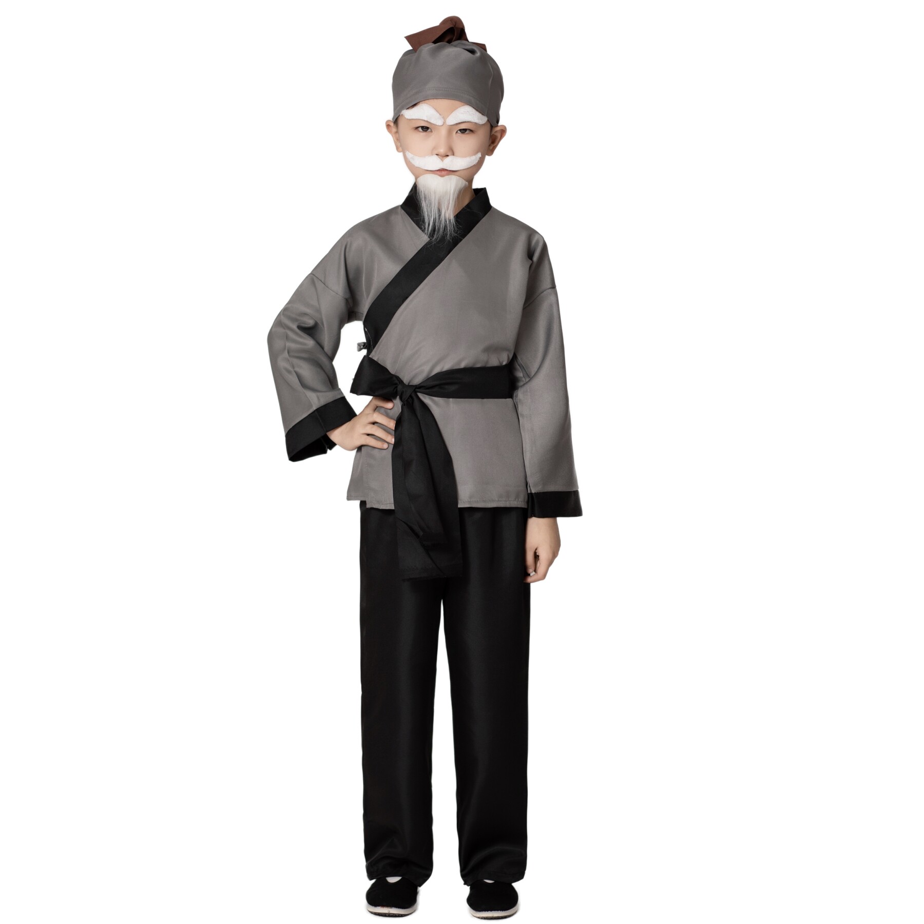 儿童老爷爷演出服成人老头子农村老人服老翁老大爷老伯怀旧表演服 - 实物图