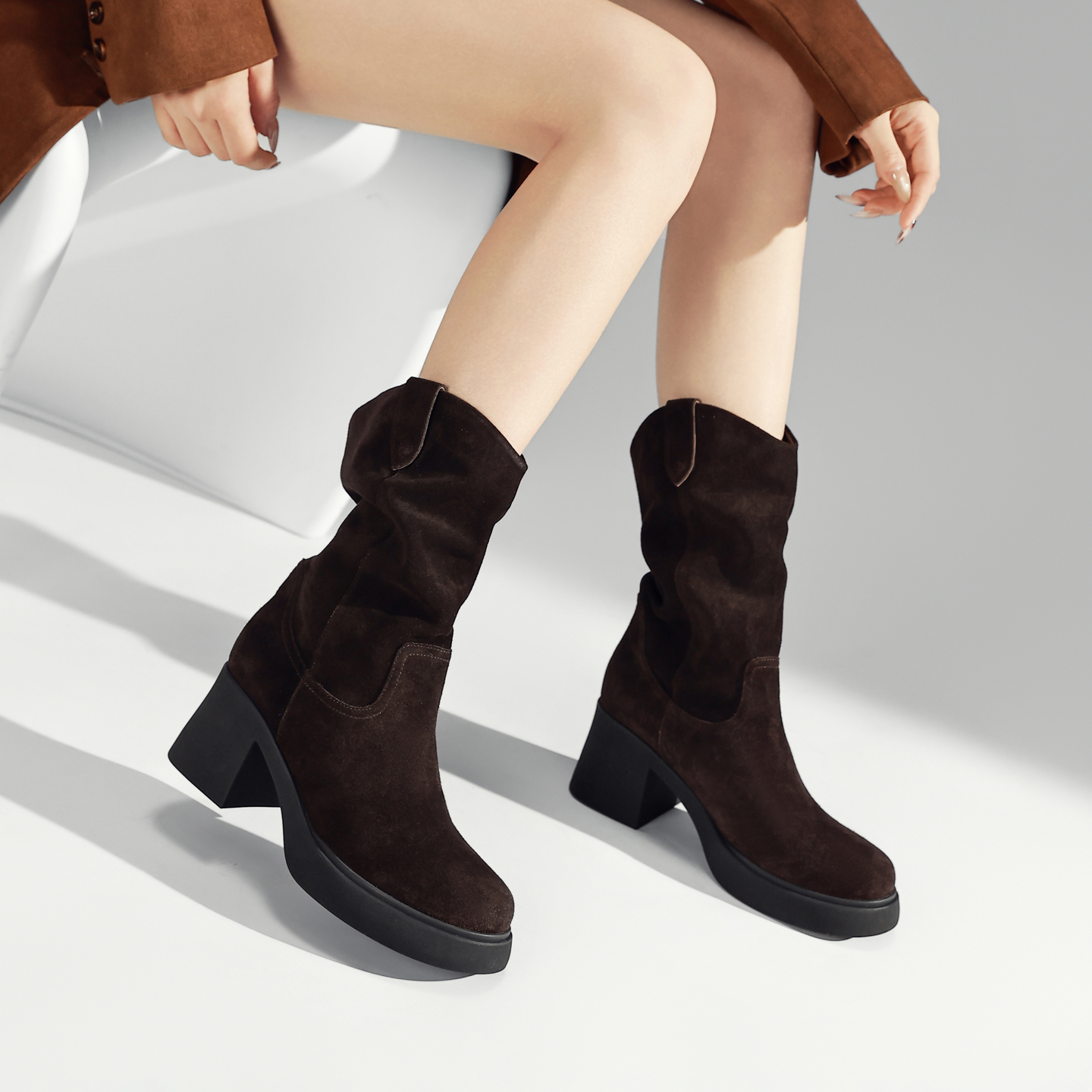 猫本喵增高7cm显瘦英伦风堆堆靴