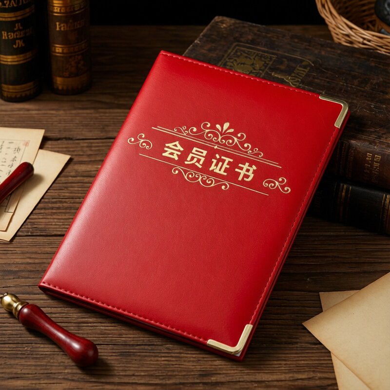 会员证书A4外壳封面pu皮革面做岗位大号合作社员证书法美术荣誉证