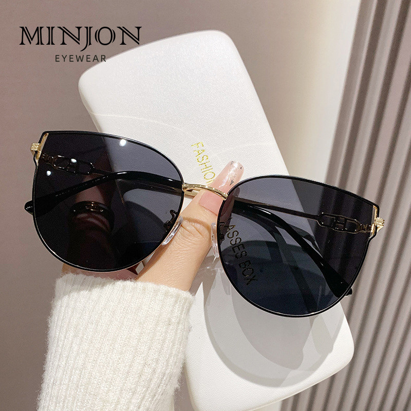 太阳镜女韩版ins个性圆形猫耳朵可爱墨镜女小脸度假 街拍偏光眼镜