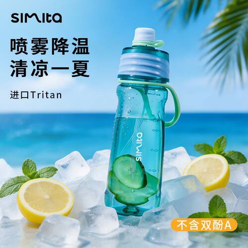 Simita施密特运动喷雾水杯便携大容量tritan塑料学生防摔夏季杯子