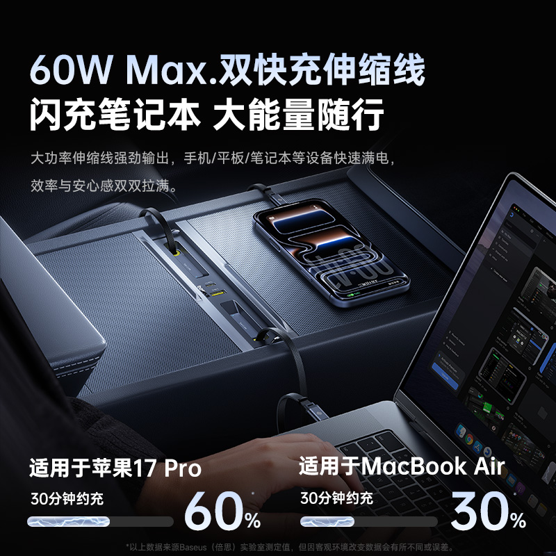 倍思 T-Space TR4 特斯拉拓展坞4代适用于焕新版ModelY专用扩展坞中控台伸缩充电线