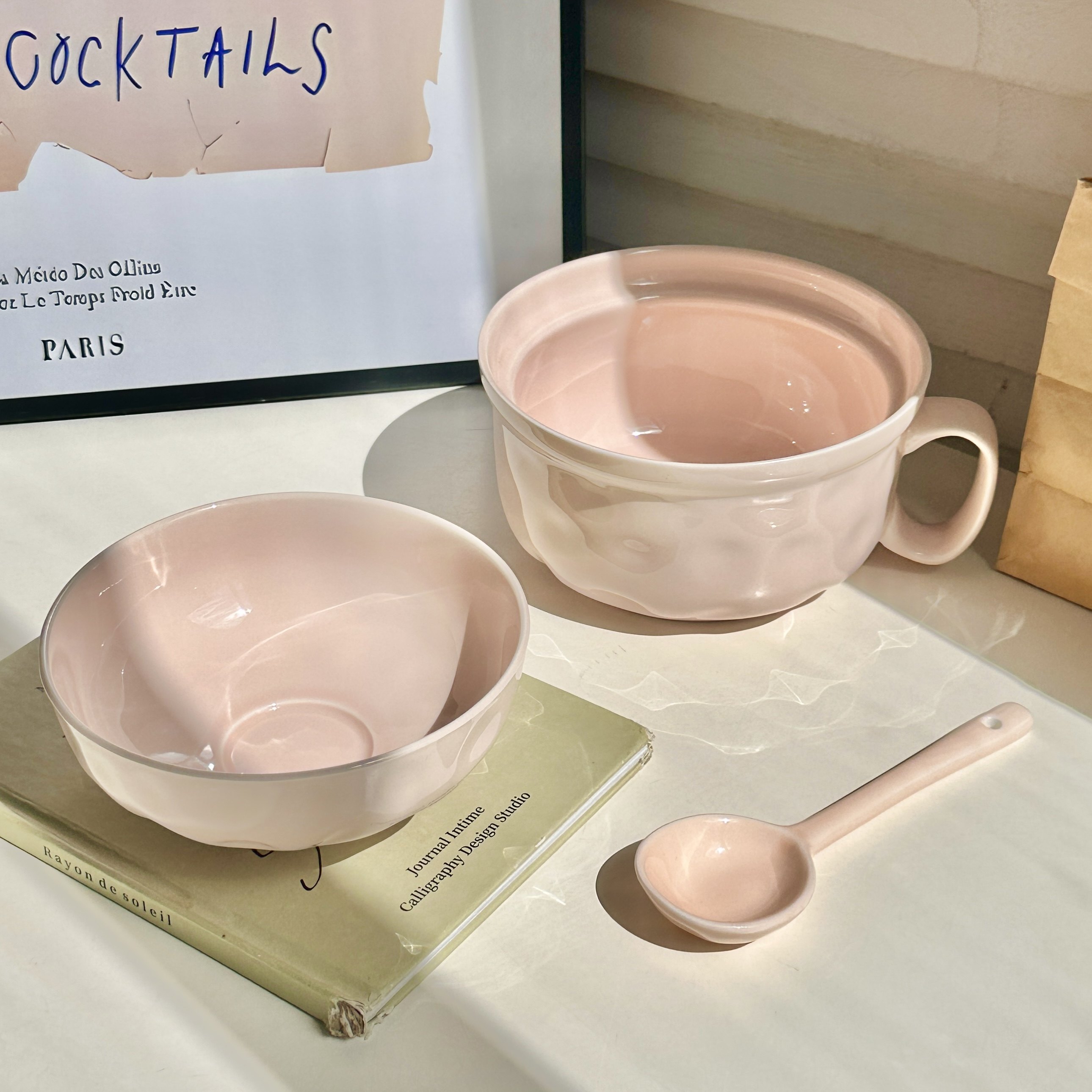 可爱陶瓷泡面碗带盖碗个人专用少女心粉色系学生宿舍方便面碗饭碗,餐饮具,泡面碗,淘宝优惠券,粉丝福利购,淘宝优惠卷