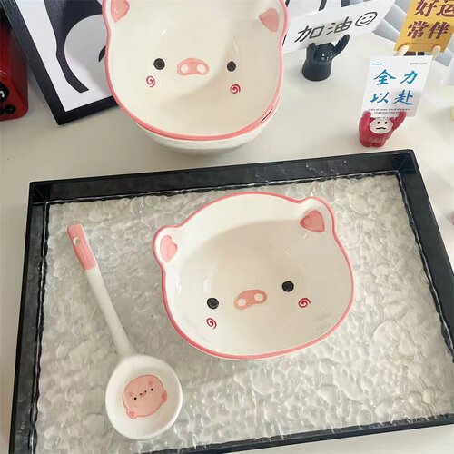 纯手绘猪猪米饭碗陶瓷可爱