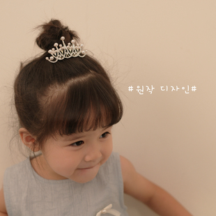 韩国儿童皇冠发梳女童生日礼服配饰珍珠皇冠高档小女孩公主发饰