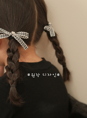 韩版甜酷小女孩发圈学院风经典格子丝带蝴蝶结扎头发皮筋儿童头绳