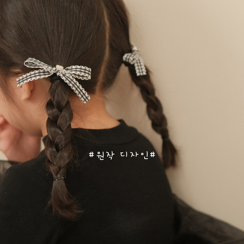 韩版甜酷小女孩发圈学院风经典格子丝带蝴蝶结扎头发皮筋儿童头绳