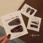 The H韩系千鸟格樱桃BB夹女百搭甜美刘海夹碎发夹子发饰