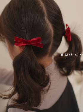 复古缪系女孩蝴蝶结公主刘海夹儿童酒红丝绒高级感夹宝宝发夹