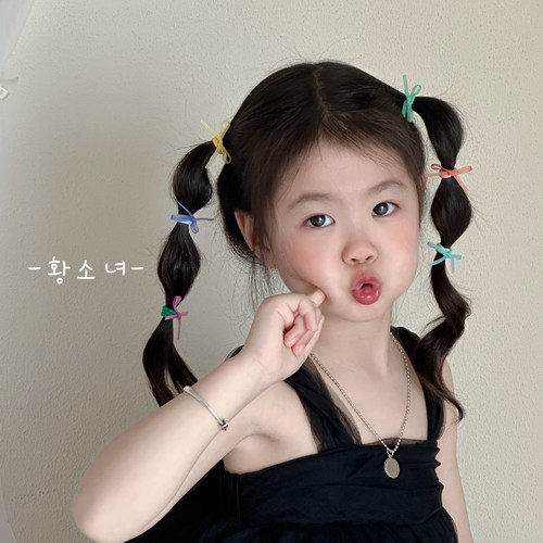 春日彩色蝴蝶结女童发圈新款