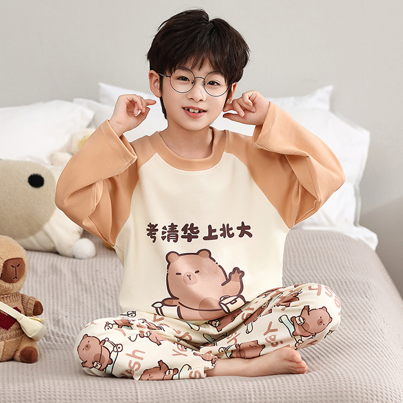 儿童睡衣长袖薄空调服套装春秋季