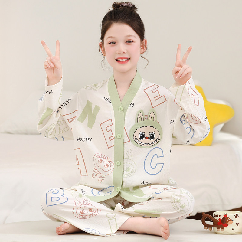 女童睡衣春秋季云朵棉长袖2026新款儿童小女孩学生家居服薄款套装