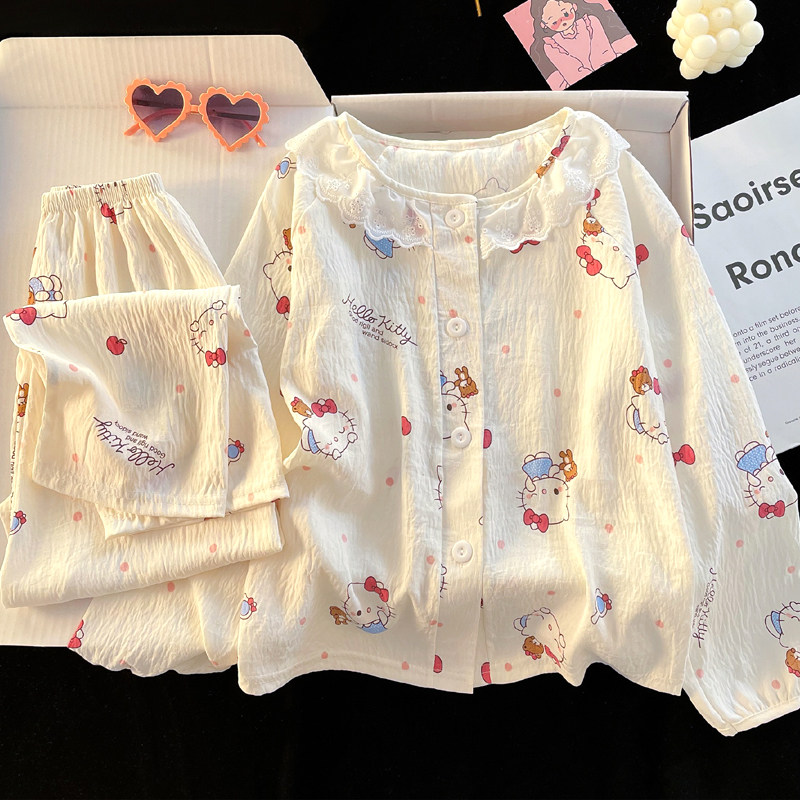 hellokitty女童睡衣2026新款春秋季云朵棉长袖儿童女孩家居服套装