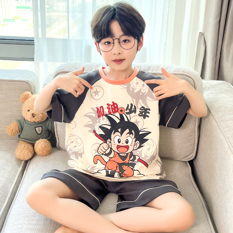 儿童男童睡衣夏季纯棉薄款男孩短袖夏天套装中大童外穿童装家居服