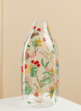 轻奢花瓶高级感玻璃花瓶大口径玄关客厅卧室艺术摆件家用摆件礼物