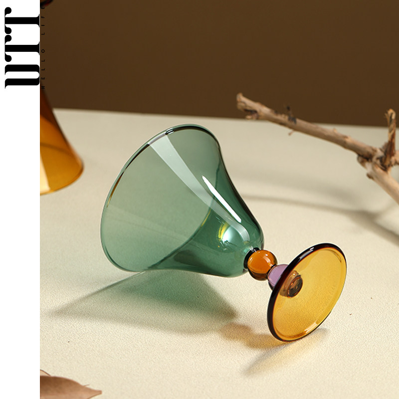 丝绸之路复古热红酒杯高脚杯女生微醺酒杯玻璃茶杯啤酒杯鸡尾酒杯