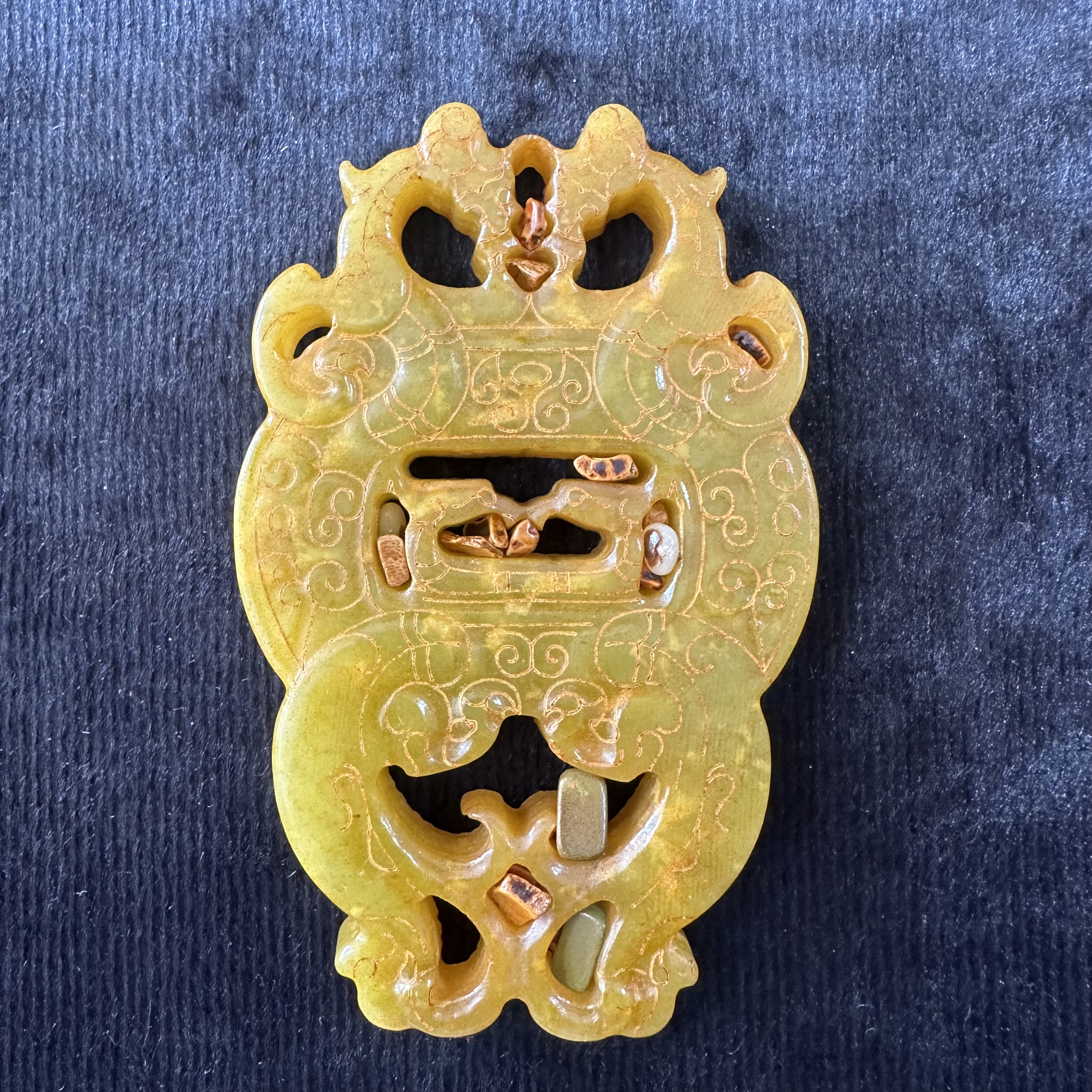 高古玉仿汉代战国古玩玉器镂空把件老岫玉古董手把件玉石老物件