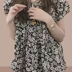 法式雪纺短袖衬衫女夏季2026新款高级洋气小飞袖衬衣碎花气质上衣