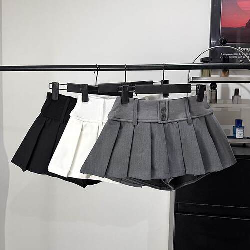 BIGBIUSTUDIO灰色高腰防走光裙