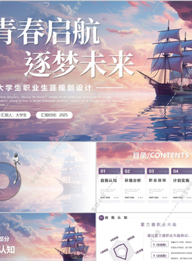 淡紫色简约高级动态款大学生职业规划PPT模板