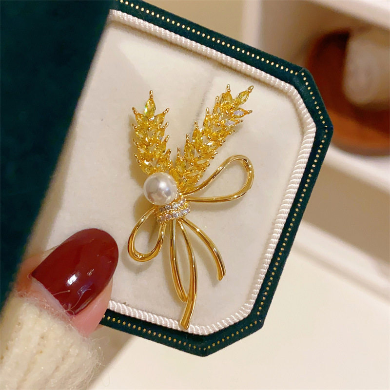 轻奢精致黄金麦穗胸针胸花韩版高档女气质百搭别针扣