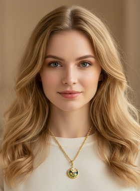 法式复古山茶花油画毛衣链