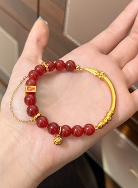 复古哪吒红玛瑙火尖枪手串女款