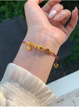 沙金葫芦红绳手链本命年女轻奢