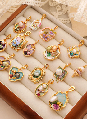 中古油画项链吊坠单坠