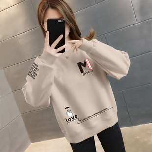 上衣宽松大码 2025爆款 不加绒春秋冬季 加绒 ins百搭印花女卫衣 长袖