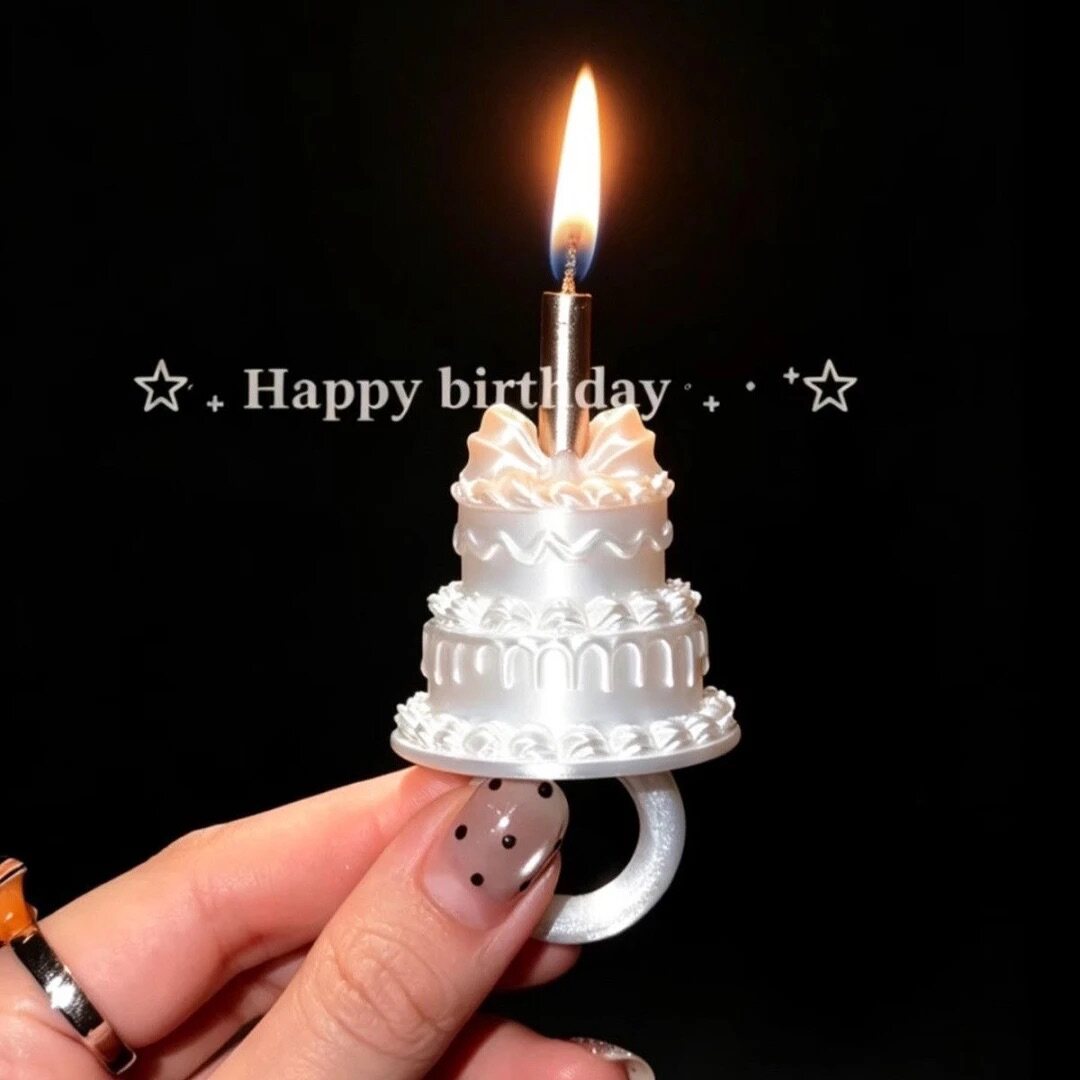 蜡烛戒指生日道具梦幻蛋糕戒指创意生日装饰手工3D打印