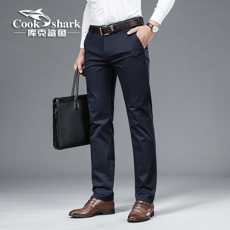 库克鲨鱼2020新休闲裤男秋冬季加绒宽松直筒男士裤子商务西裤潮流|msdalam kategori Pakaian Lelaki, seluar santai - dari Buy2taobao.com untuk memberikan perkhidmatan ejen Taobao profesional membeli
