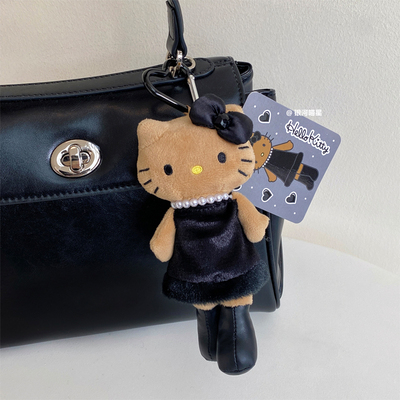 日系大长腿kitty凯蒂猫名媛风NIC豹纹爱心扣学院风KT包包配饰挂件