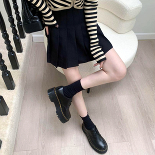 2025秋冬新款真皮圆头3孔dr马丁靴厚底松糕底系带1461大幂幂同款