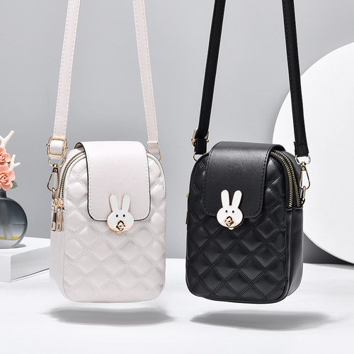 小香风菱格手机包百搭斜挎小包包