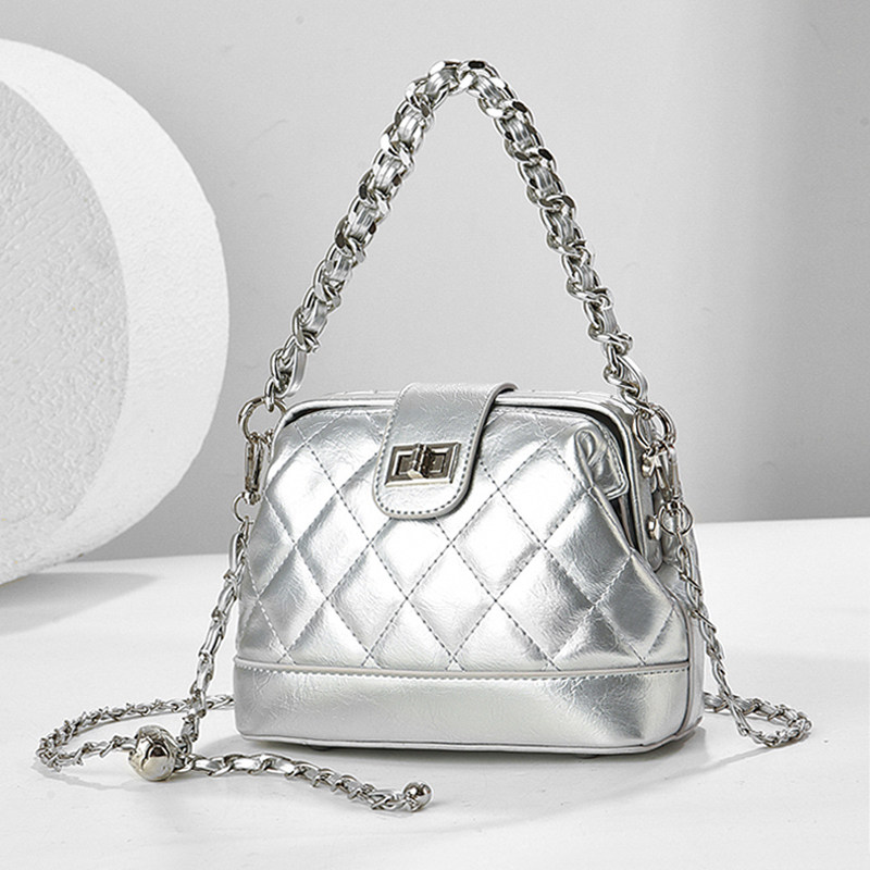 超火链条迷你小包包高级感菱格绣线女士单肩斜挎包精致百搭盒子包