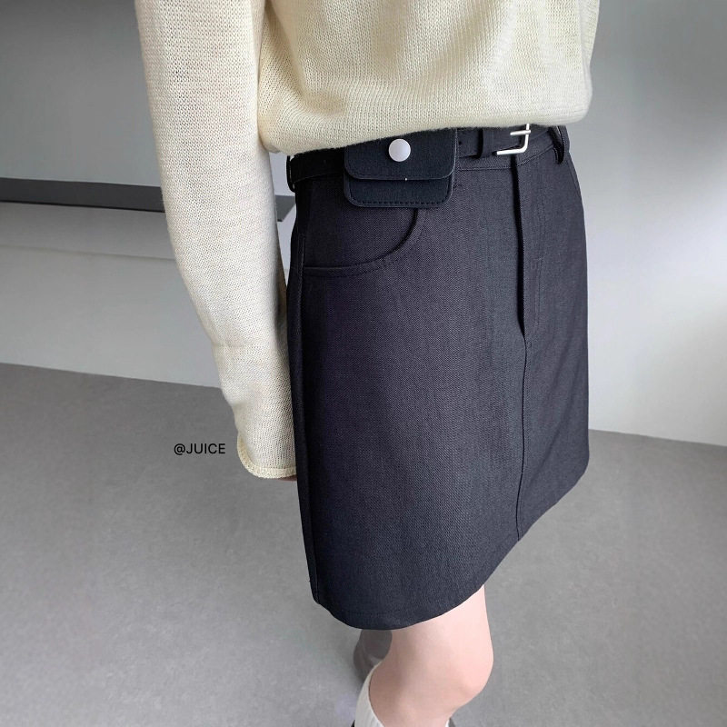 清仓不退换秋季韩系简约百搭显瘦休闲A字半身裙女240135(配腰包)