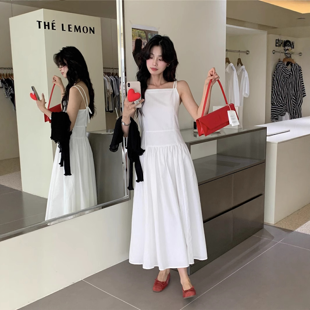 清仓不退换柠檬绿茶法式气质收腰显瘦吊带连衣裙女夏季仙女长裙潮