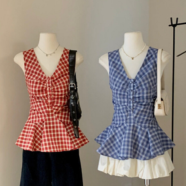 清仓捡漏 韩系洋气设计感小众时尚百搭显瘦减龄V领小衫上衣W6029