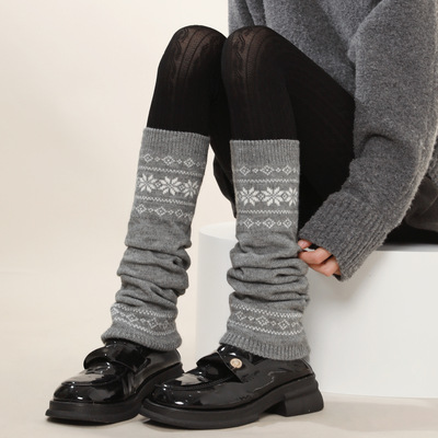 秋冬费尔岛羊毛加厚腿套袜套
