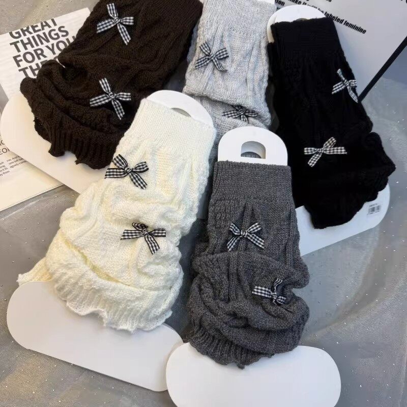 冬季保暖甜美蝴蝶结堆堆袜套