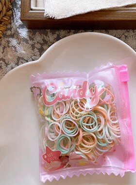 彩色儿童发绳糖果袋装一次性小皮筋扎头发发圈高弹力强拉不断头绳
