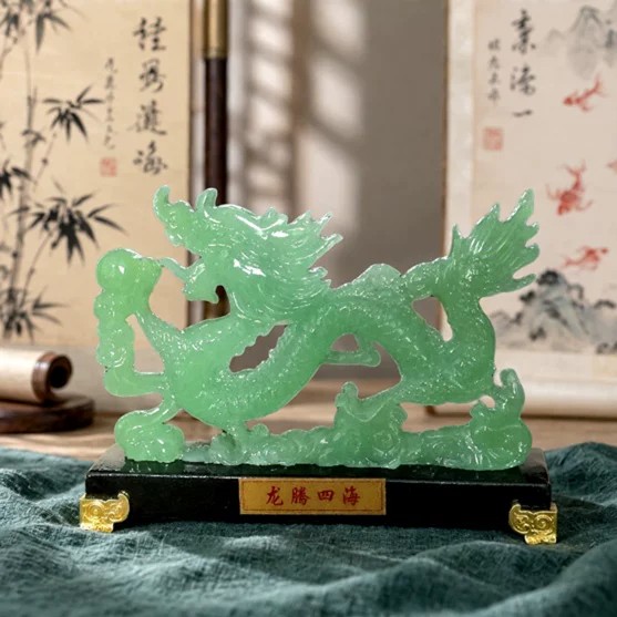 防玉石青龙摆件家居客厅玄关财位店铺柜台招财镇宅化冲纳福风水