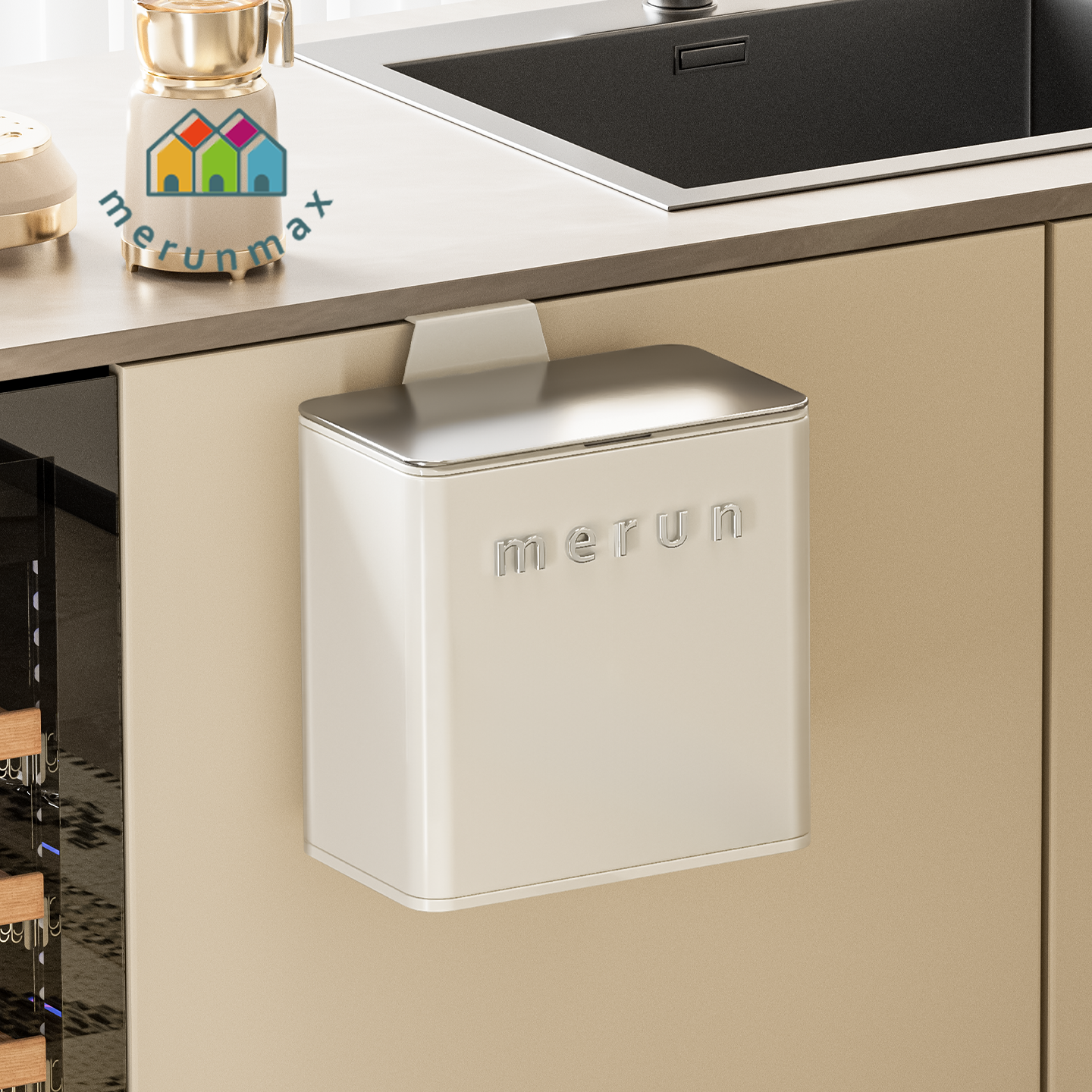 英国厨房专用垃圾桶壁挂式家用不锈钢带盖厨余厕所卫生间轻奢高档