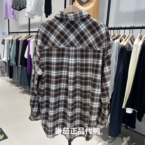MOCO衬衫摩安珂春秋洗旧褪色绒感复古格纹专柜正品MBE3SHT024