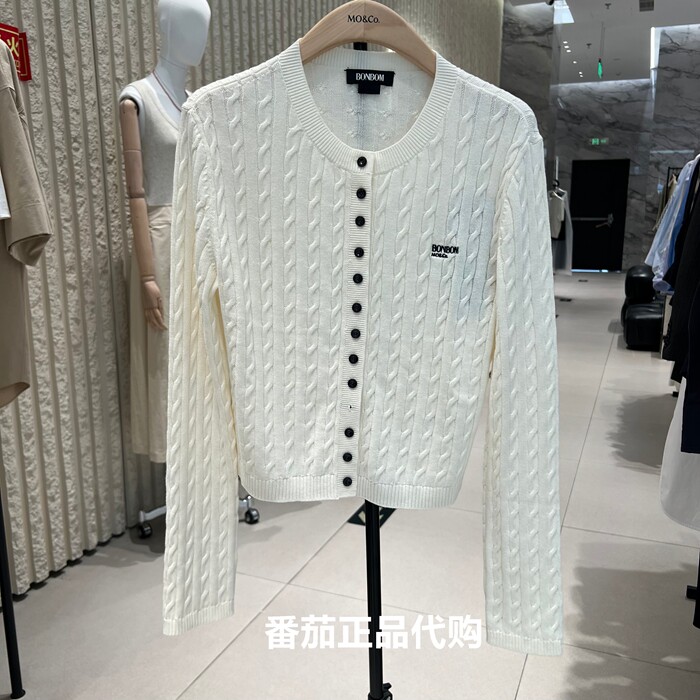 MO2026正品秋季新品时尚麻花纹针织开衫绞花短款毛衣女MBF3CAR024