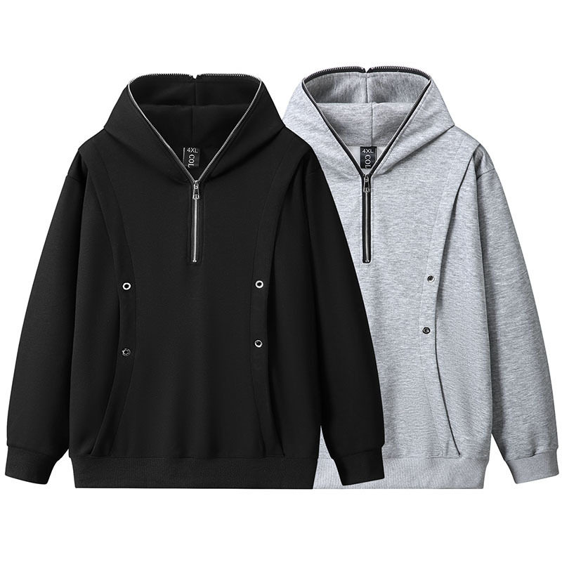 400斤大码男装潮流复古炸街个性连帽卫衣男加肥加大长袖外套秋300